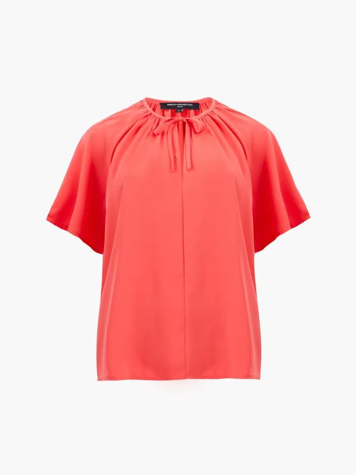 French Connection Tops Capriana Crepe Light Top Cayenne Red 8211 Woman