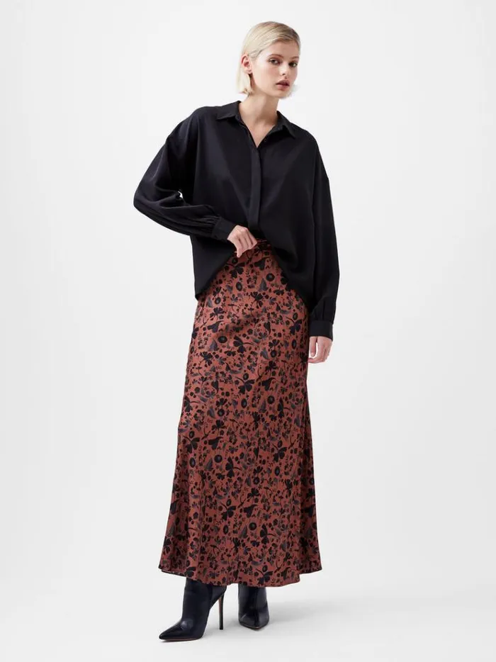French Connection Tops Capriana Crepe Tie Back Shirt Blackout 8211 Woman