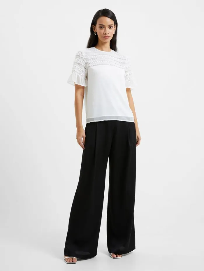 French Connection Tops Carina Embellished Top Winter White 8211 Woman
