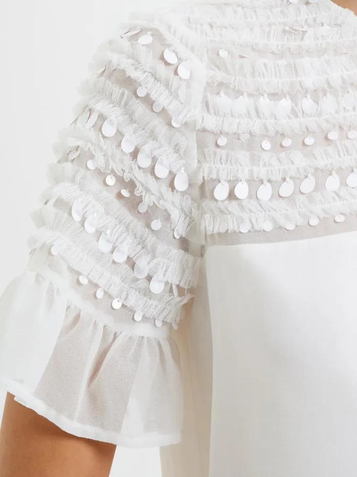 French Connection Tops Carina Embellished Top Winter White 8211 Woman