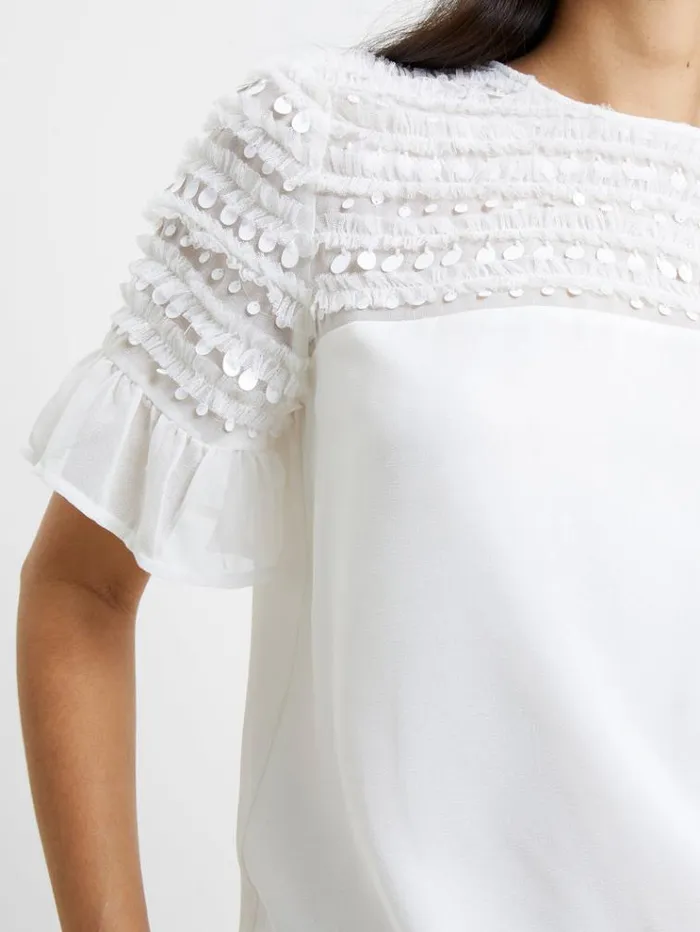 French Connection Tops Carina Embellished Top Winter White 8211 Woman