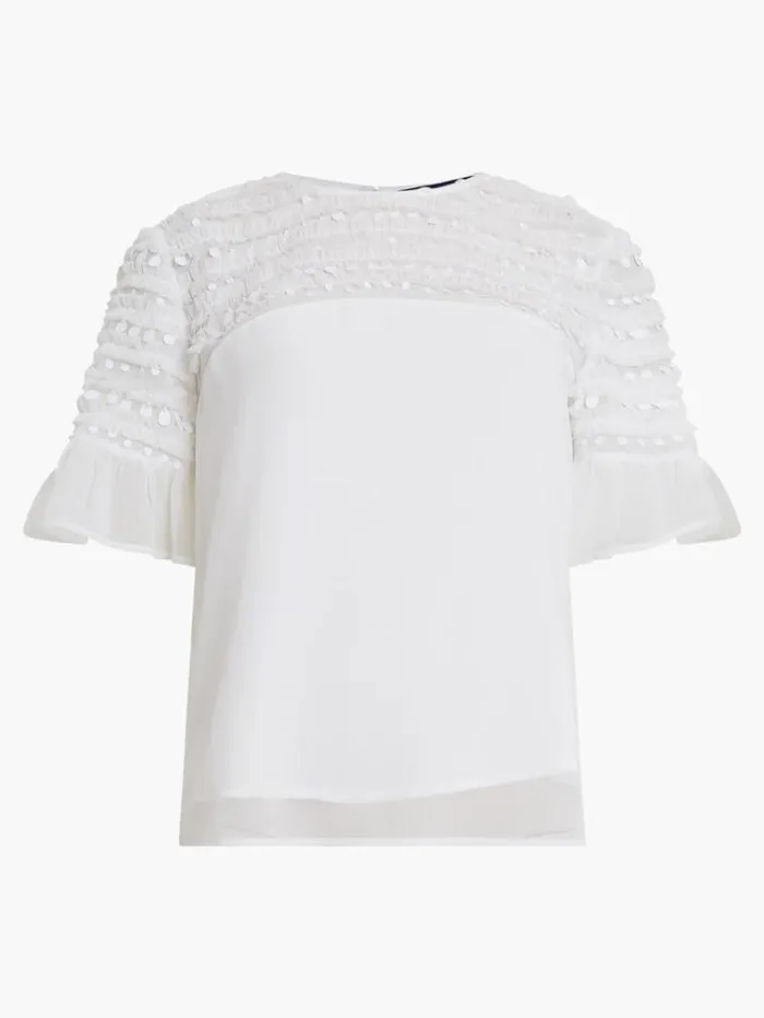 French Connection Tops Carina Embellished Top Winter White 8211 Woman