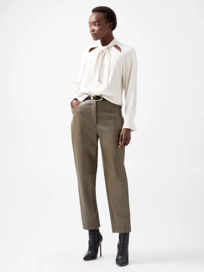 French Connection Tops Carmen Recycled Crepe Tie Blouse Classic Cream 8211 Woman