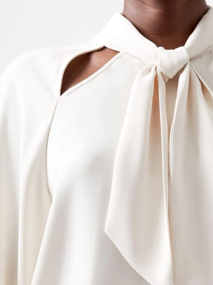 French Connection Tops Carmen Recycled Crepe Tie Blouse Classic Cream 8211 Woman