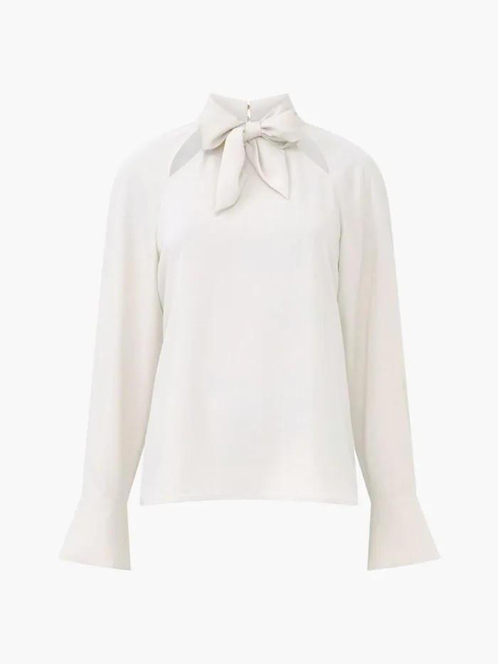 French Connection Tops Carmen Recycled Crepe Tie Blouse Classic Cream 8211 Woman