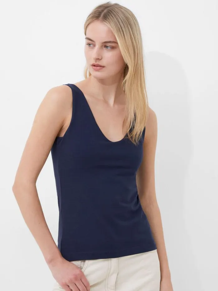 French Connection Tops Cotton Organic Stretch Tank Top Classic Navy 8211 Woman