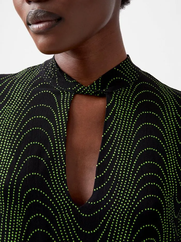 French Connection Tops Grace Alohi Keyhole Blouse Blackoutvivid Green 8211 Woman