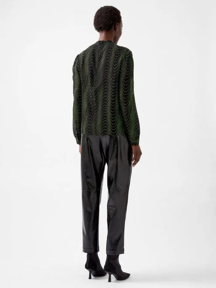French Connection Tops Grace Alohi Keyhole Blouse Blackoutvivid Green 8211 Woman