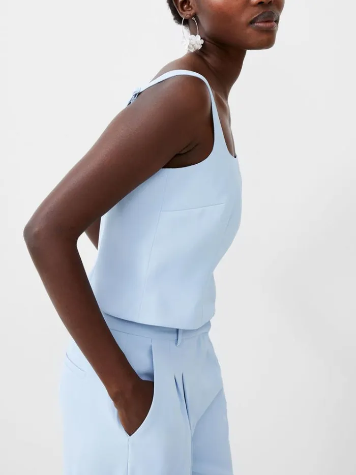 French Connection Tops Harrie Tailored Square Neck Top Cashmere Blue 8211 Woman