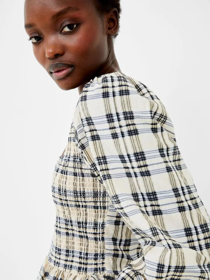 French Connection Tops Ivy Check Top Black Ashclassic Cr 8211 Woman