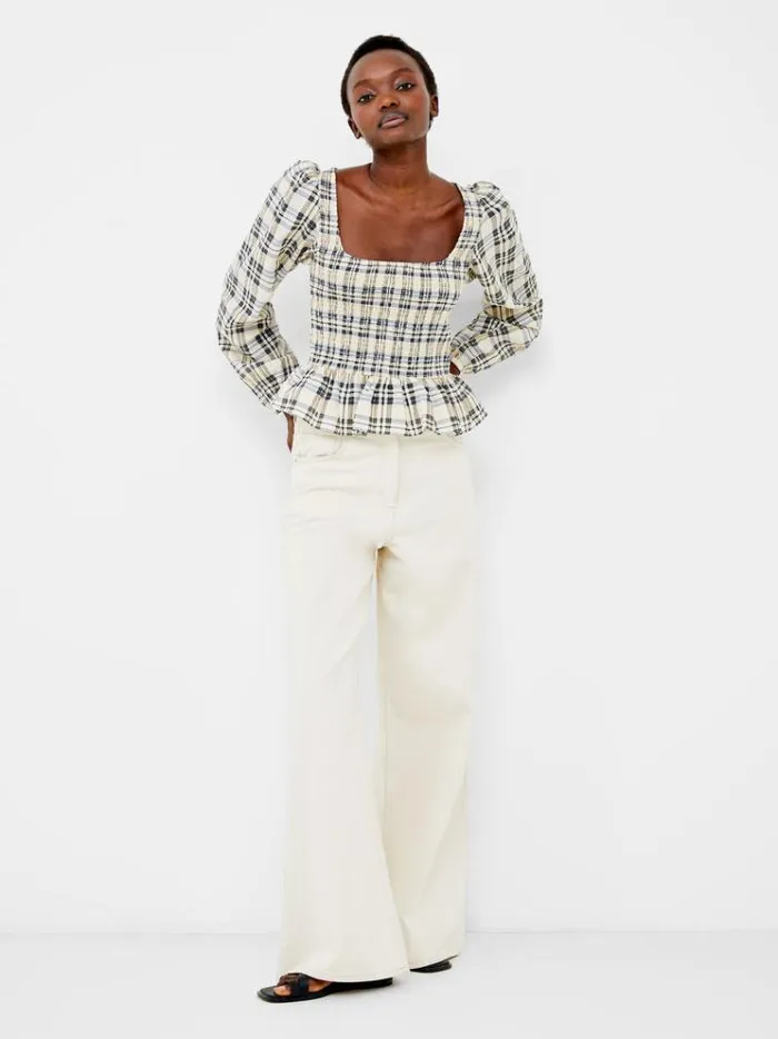 French Connection Tops Ivy Check Top Black Ashclassic Cr 8211 Woman