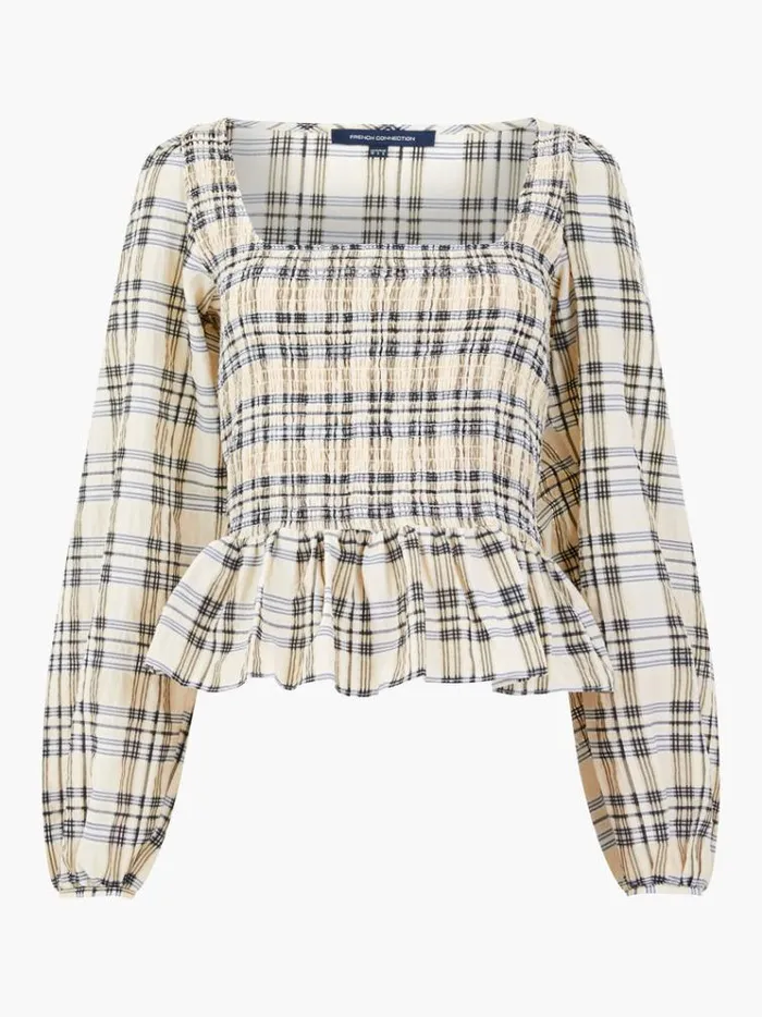 French Connection Tops Ivy Check Top Black Ashclassic Cr 8211 Woman