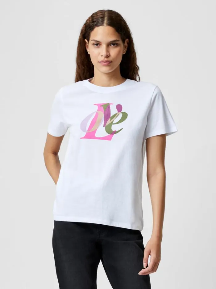 French Connection Tops Love Graphic Print TShirt White 8211 Woman