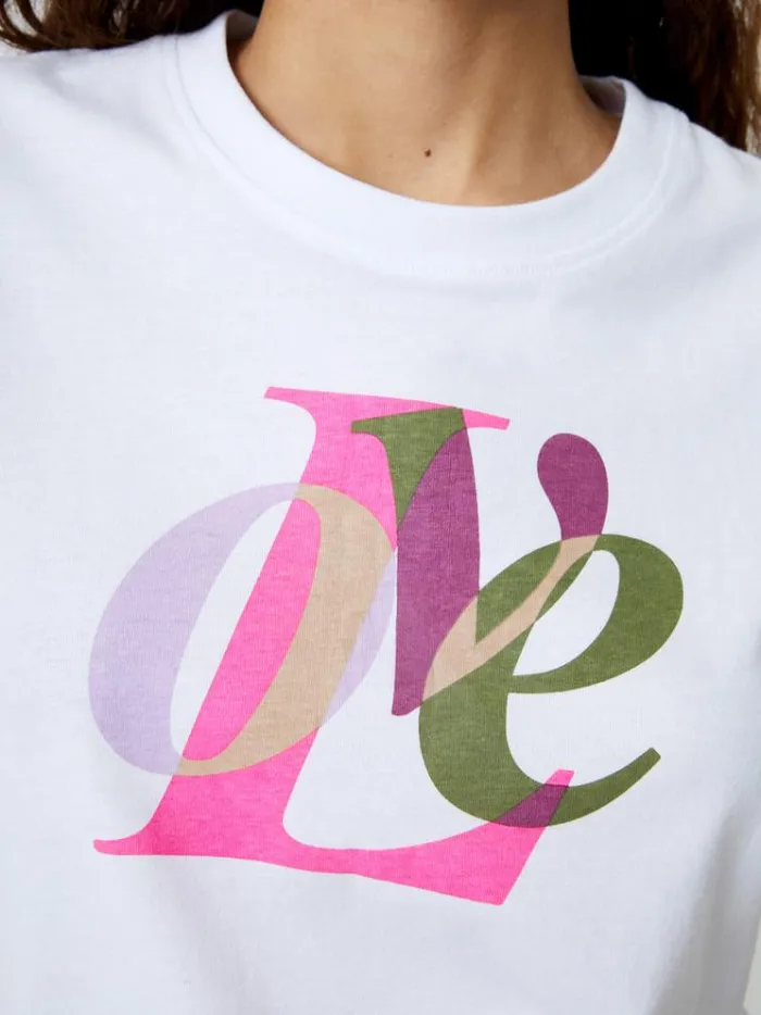 French Connection Tops Love Graphic Print TShirt White 8211 Woman