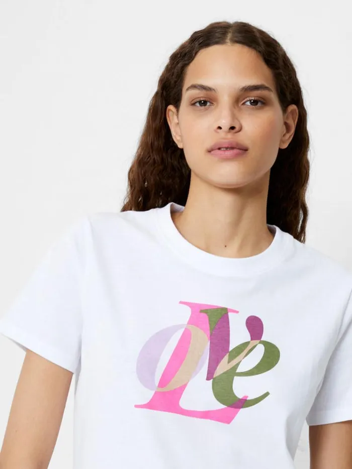 French Connection Tops Love Graphic Print TShirt White 8211 Woman