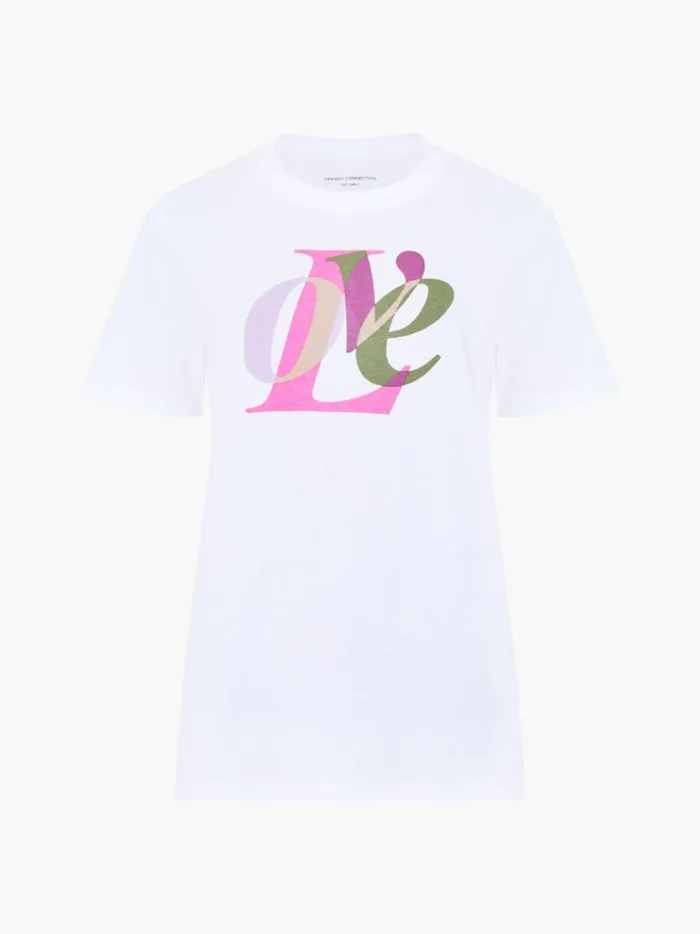 French Connection Tops Love Graphic Print TShirt White 8211 Woman