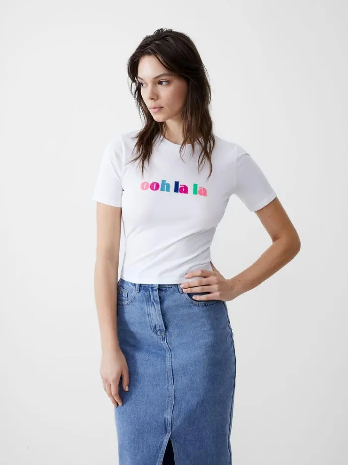 French Connection Tops Ooh La La Fitted TShirt White 8211 Woman