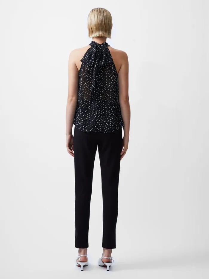 French Connection Tops Polka Dot Rosetta Halterneck Top Blackwhite 8211 Woman