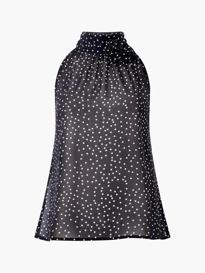 French Connection Tops Polka Dot Rosetta Halterneck Top Blackwhite 8211 Woman