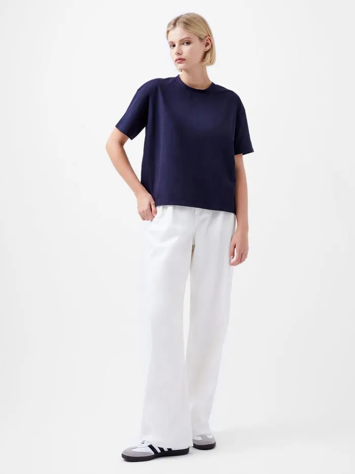 French Connection Tops Rallie Cotton Short Sleeve TShirt Marine 8211 Woman