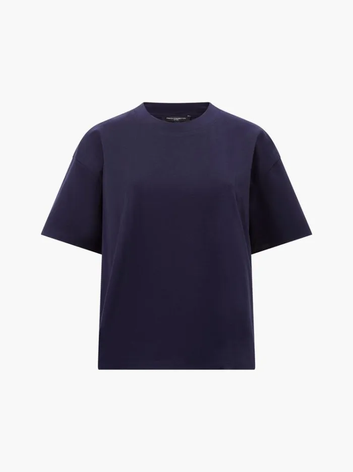 French Connection Tops Rallie Cotton Short Sleeve TShirt Marine 8211 Woman