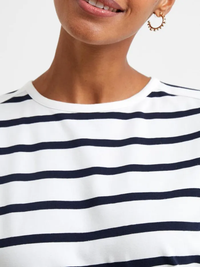 French Connection Tops Rallie Stripe Slash Neck Top Summer Whitemarine 8211 Woman