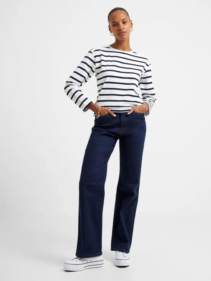 French Connection Tops Rallie Stripe Slash Neck Top Summer Whitemarine 8211 Woman