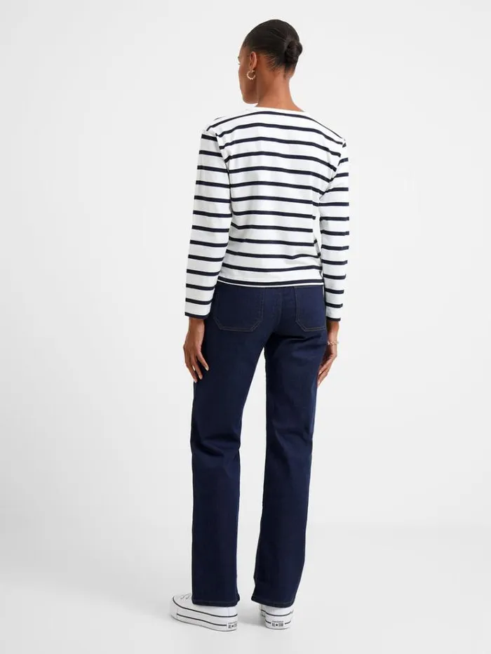 French Connection Tops Rallie Stripe Slash Neck Top Summer Whitemarine 8211 Woman