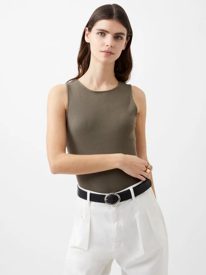 French Connection Tops Rassia Rib Bodysuit Tarmac 8211 Woman