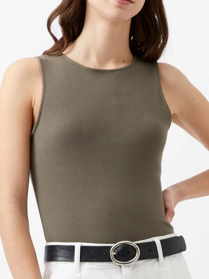 French Connection Tops Rassia Rib Bodysuit Tarmac 8211 Woman