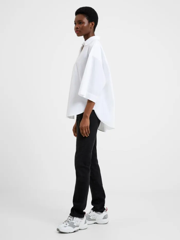 French Connection Tops Rhodes Poplin Popover Shirt Linen White 8211 Woman