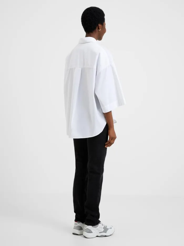French Connection Tops Rhodes Poplin Popover Shirt Linen White 8211 Woman
