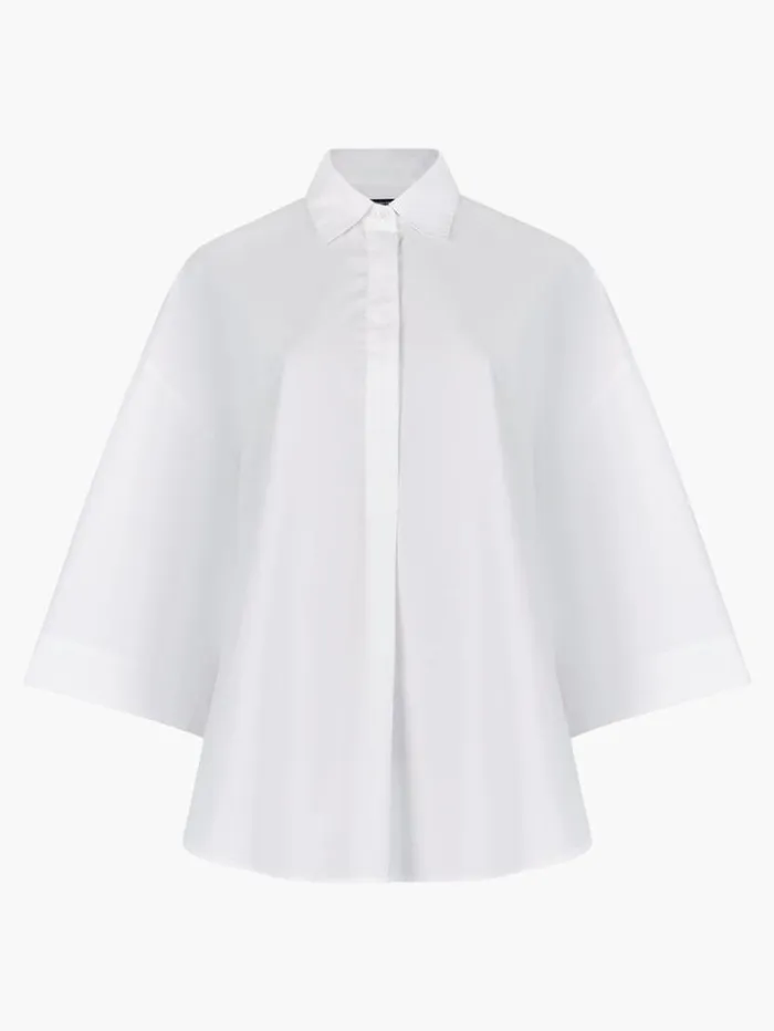 French Connection Tops Rhodes Poplin Popover Shirt Linen White 8211 Woman