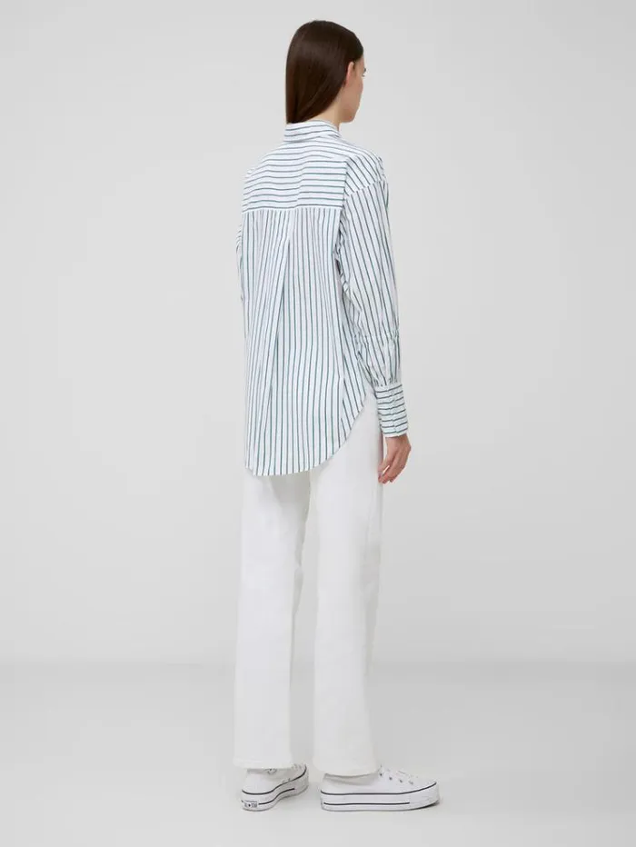 French Connection Tops Rhodes Poplin Sleeve Detail Shirt Linen Whiteforest G 8211 Woman