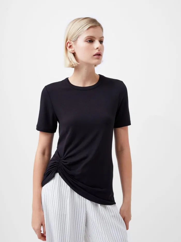 French Connection Tops Rianna Ruched TShirt Black 8211 Woman