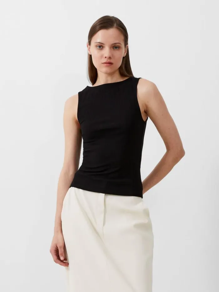 French Connection Tops Sasia Rib Tank Top Blackout 8211 Woman