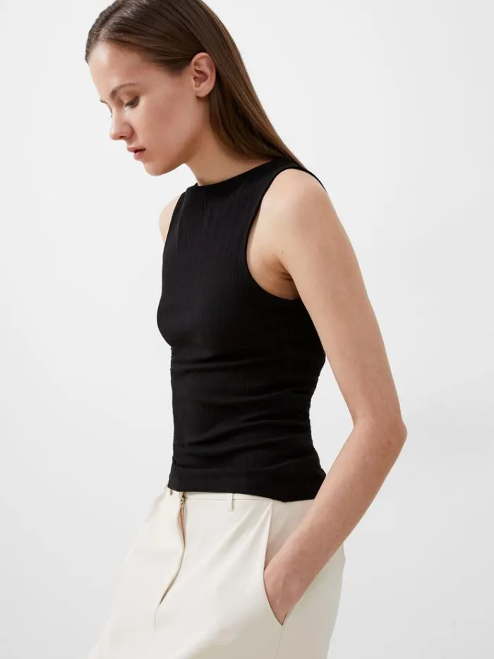 French Connection Tops Sasia Rib Tank Top Blackout 8211 Woman