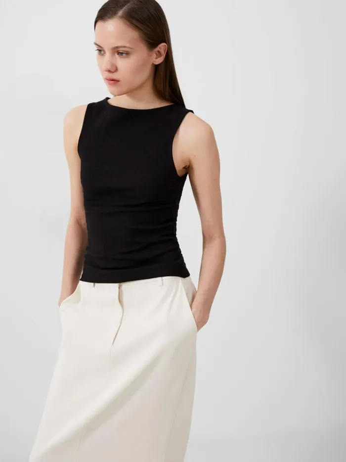 French Connection Tops Sasia Rib Tank Top Blackout 8211 Woman