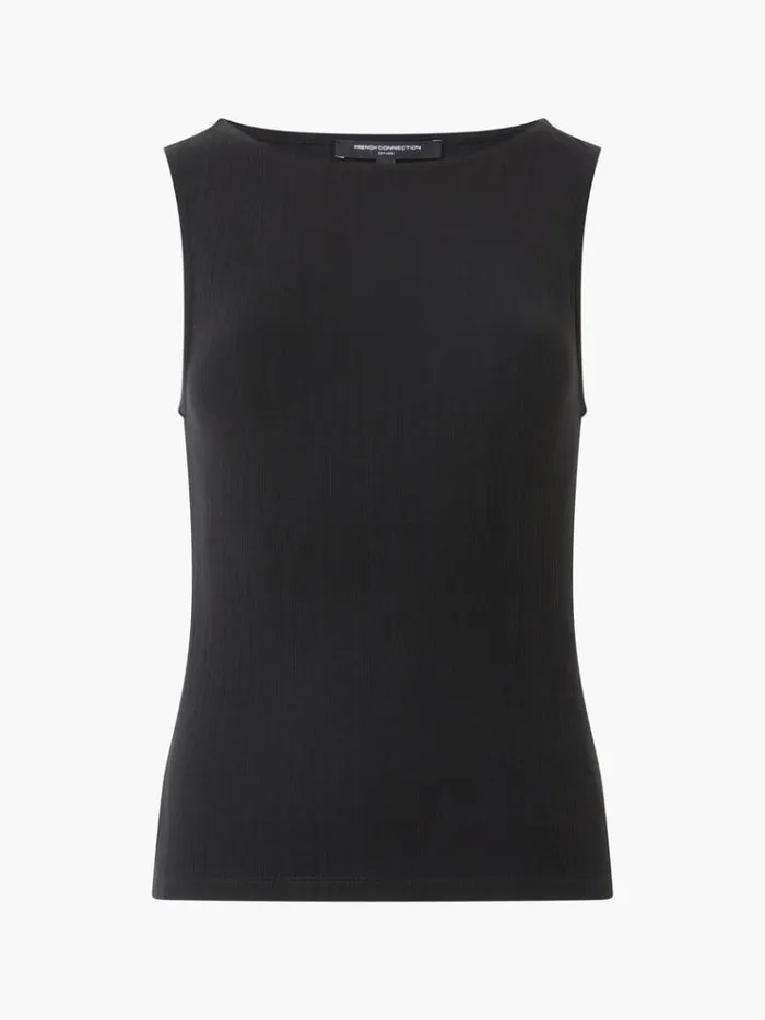 French Connection Tops Sasia Rib Tank Top Blackout 8211 Woman