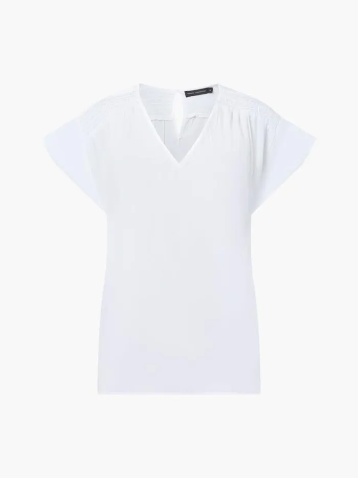 French Connection Tops Shirred Shoulder Short Sleeve Top Winter White 8211 Woman French Connection Tops Shirred Shoulder Short Sleeve Top Winter White 8211 Woman