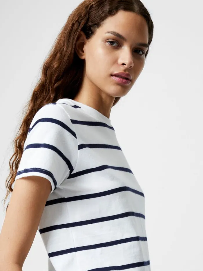 French Connection Tops Stripe Peached TShirt Winter Whtmidnight 8211 Woman