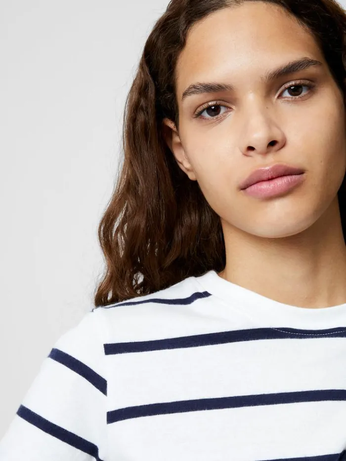 French Connection Tops Stripe Peached TShirt Winter Whtmidnight 8211 Woman