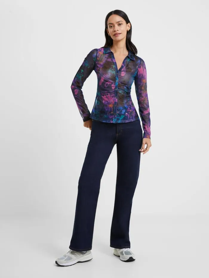 French Connection Tops Toni Mesh Gabriela Top Blue Depths 8211 Woman