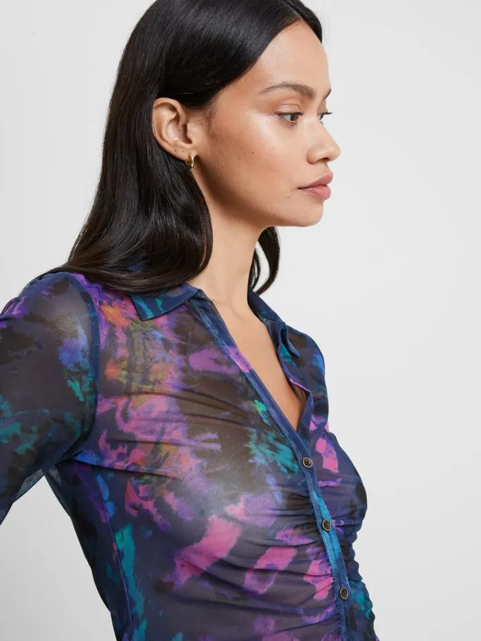 French Connection Tops Toni Mesh Gabriela Top Blue Depths 8211 Woman
