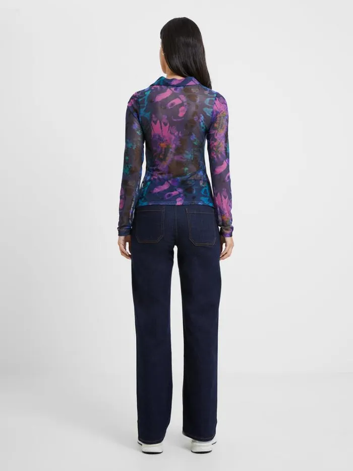 French Connection Tops Toni Mesh Gabriela Top Blue Depths 8211 Woman