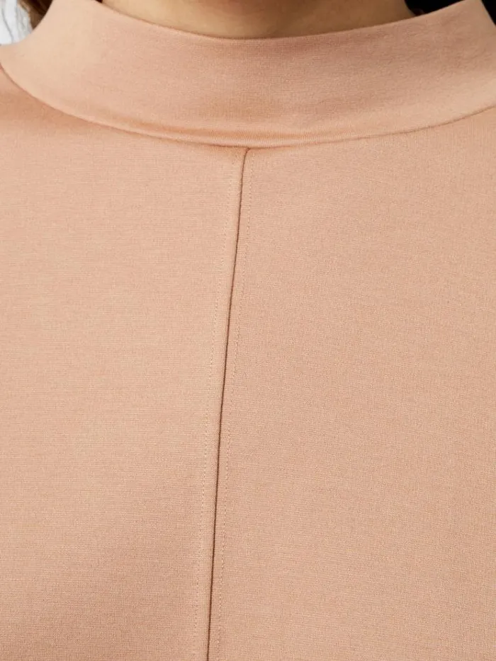 French Connection Tops Turtleneck Cut Long Sleeve Top Tan 8211 Woman