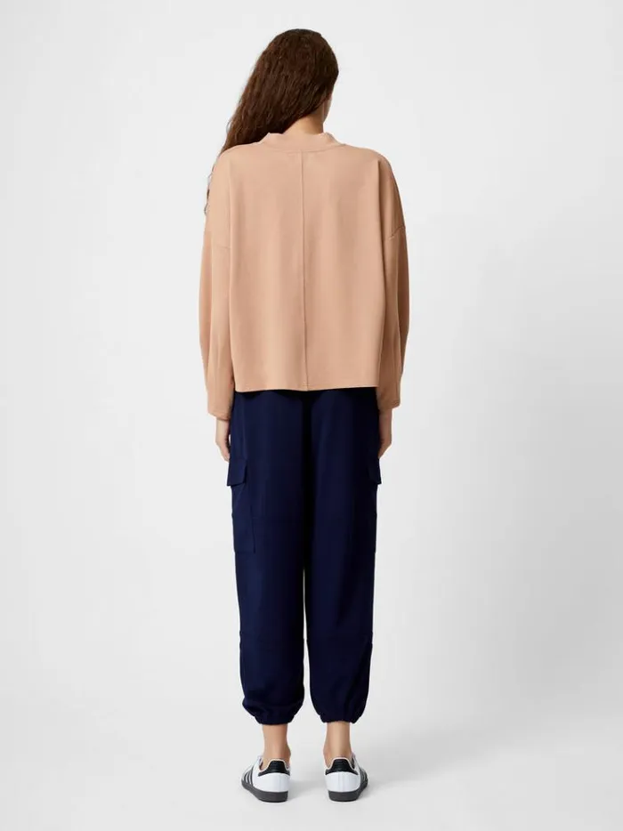 French Connection Tops Turtleneck Cut Long Sleeve Top Tan 8211 Woman