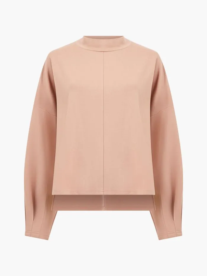 French Connection Tops Turtleneck Cut Long Sleeve Top Tan 8211 Woman