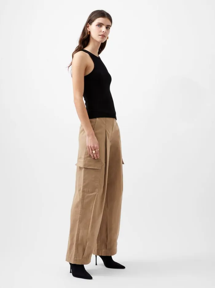 French Connection Trousers Atena Twill Cargo Pants Autumn Camel 8211 Woman
