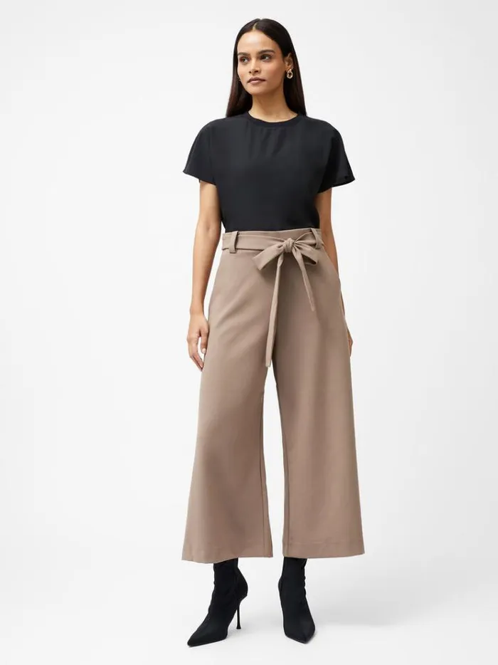 French Connection Trousers Whisper Belted Culottes Mocha Mousse 8211 Woman
